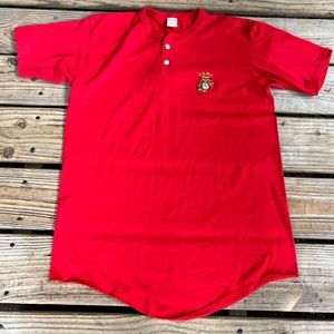 Vintage Made USA Henley Shirt US Marines USMC Size Large on‎ Soffe Tag 50/50